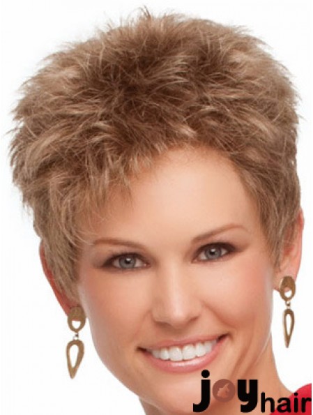 Cropped Boycuts Wavy Blonde Suitable Synthetic Wigs