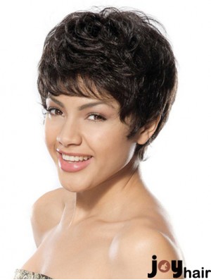 Discount Black Short Boycuts Wavy Glueless Lace Front Wigs