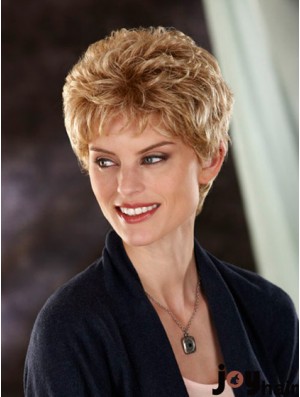 Wavy Boycuts Cropped Durable Blonde Synthetic Wigs