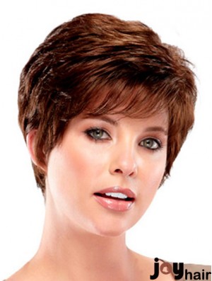 Cropped Boycuts Wavy Auburn Durable Synthetic Wigs