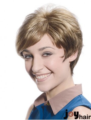 Soft Brown Short Boycuts Straight Glueless Lace Front Wigs