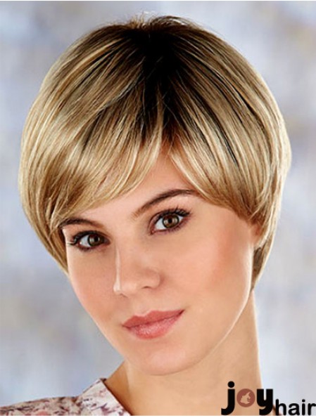 High Quality 7 inch Straight Blonde Layered Short Wigs