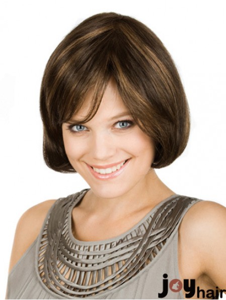 Chin Length Brown Flexibility 10 inch Wavy Bob Wigs