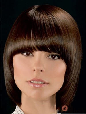 Top Brown Chin Length Straight Bobs Lace Front Wigs