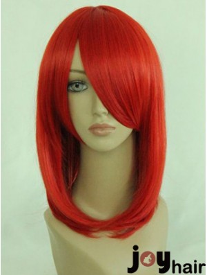 Red Shoulder Length Straight With Bangs 14 inch Online Medium Wigs