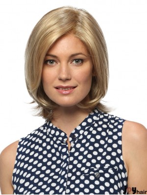 Blonde Shoulder Length Wavy Without Bangs 10 inch Comfortable Medium Wigs