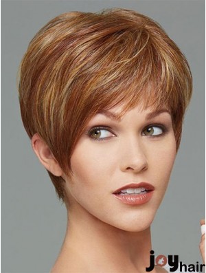 Cropped Boycuts Straight Brown Stylish Synthetic Wigs