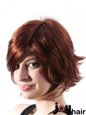 Chin Length Layered Wavy Auburn Natural Synthetic Wigs