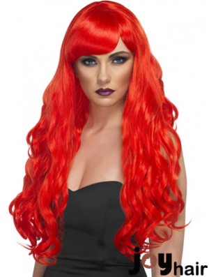 Wavy With Bangs Lace Front Incredible 24 inch Red Long Wigs