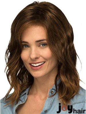 Without Bangs Brown Curly Shoulder Length 14 inch Popular Medium Wigs