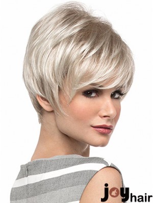 Popular 8 inch Straight Blonde With Bangs Short Wigs