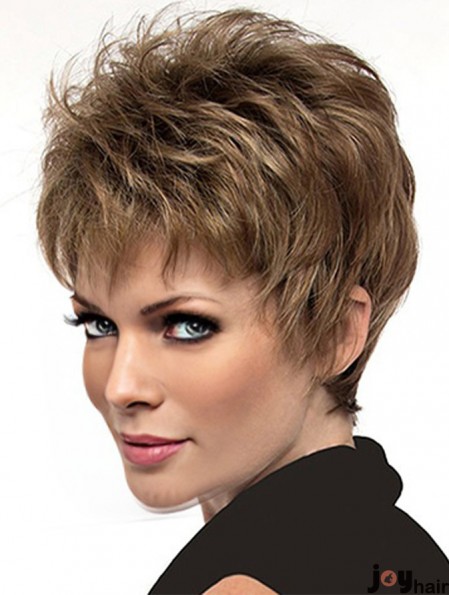 Natural 6 inch Straight Brown Boycuts Short Wigs