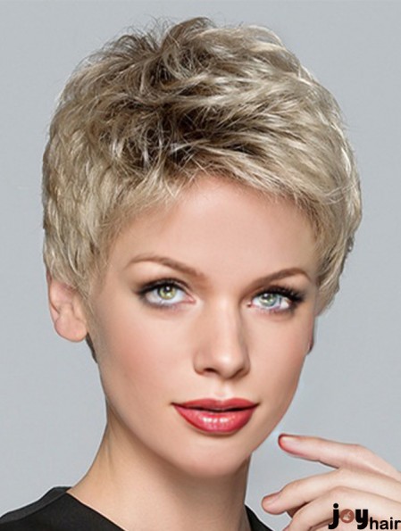 Boycuts Blonde Synthetic Straight 3 inch Short Hair Wigs