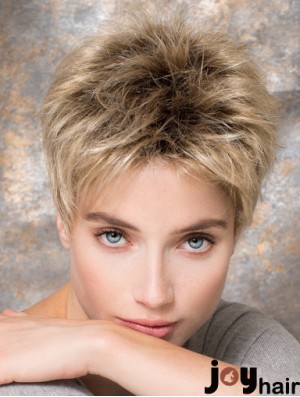 4 inch Blonde Synthetic Boycuts Straight Short Hair