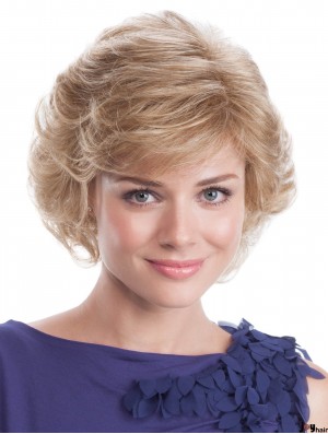 Blonde Wavy 9 inch Capless Wig For Women Classic Style