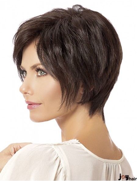 Straight Brown Layered 8 inch Wig Lace