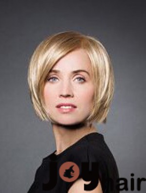 10 inch Straight Blonde Synthetic Chin Length Monofilament Wig Bob