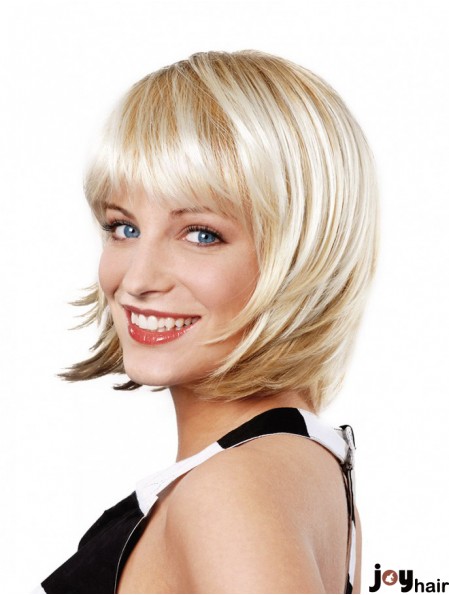 10 inch Straight Platinum Blonde Synthetic Chin Length Capless Layered Bob