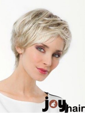 Platinum Blonde Boycuts Short 8 inch Straight Synthetic Monofilament Wig Sale