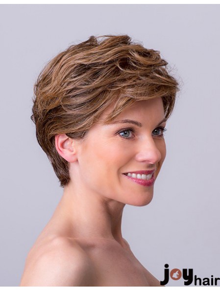 Auburn Layered Short 8 inch Wavy Synthetic Wigs Monofilament