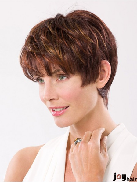 Straight Boycuts Capless 8 inch Auburn Cropped Synthetic Hair Wig