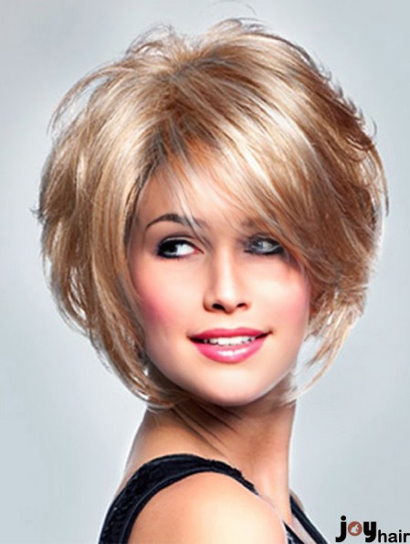 UK Lace Wigs With Monofilament Short Length Curly Style Layered Cut