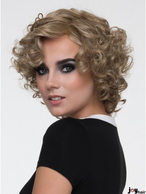 Brown Layered Curly 10 inch Chin Length Mono Wigs Sale