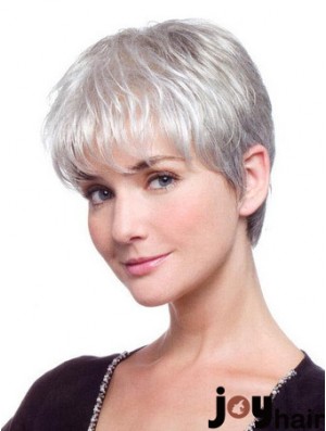 Grey Wig Mono Short Women Wig UK Straight Hair