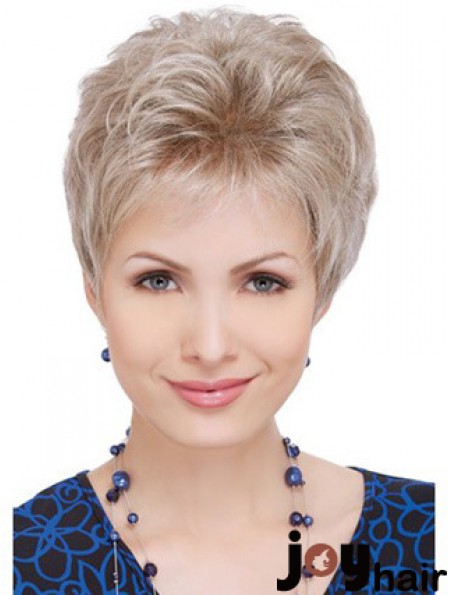 Wigs For Elderly Lady With Capless Wavy Style Short Length