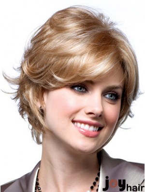 Cheap Monotop Wigs With Monofilament Blonde Color Short Length