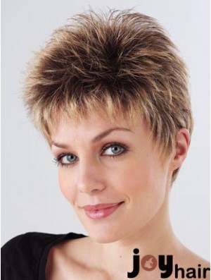 Synthetic Cropped Monofilam Boycuts Hand Tied Mono Petite Wigs