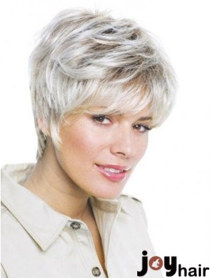 Synthetic Amazing Short Wavy Grey Wigs