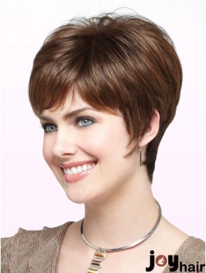 Fabulous Auburn Cropped Straight Boycuts Monofilament Wigs