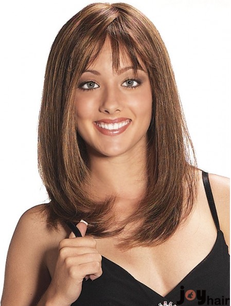 Layered Shoulder Length Auburn Straight Trendy Petite Wigs