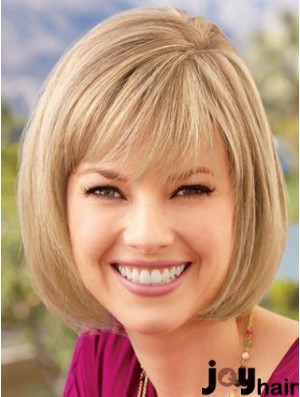 Lace Front Chin Length Straight Blonde Comfortable Bob Wigs