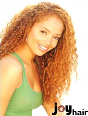 Curly Without Bangs Long Auburn Soft Lace Front Wigs