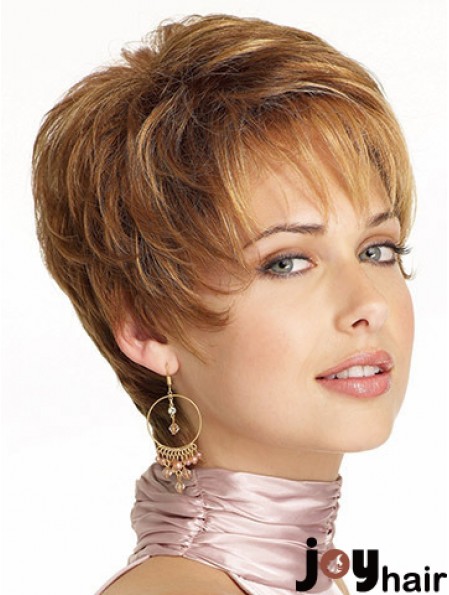 Popular Brown Cropped Wavy Boycuts Lace Front Wigs