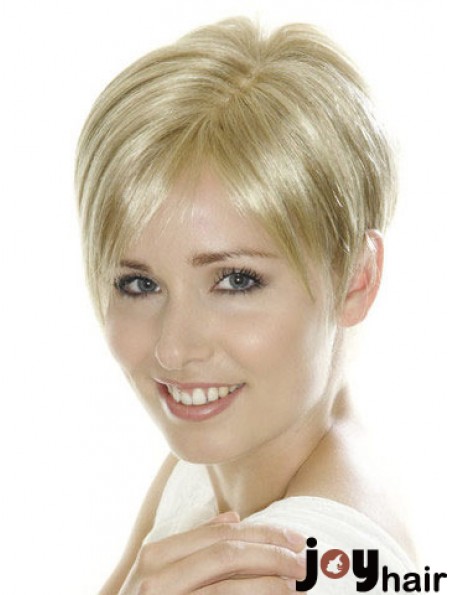 Soft Blonde Cropped Straight Boycuts Lace Front Wigs