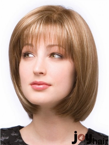 Chin Length Straight Monofilament Brown Stylish Bob Wigs