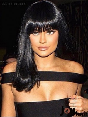 Style 14 inch Long Straight With Bangs Lace Front Kylie Jenner Wigs