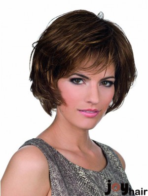 Bobs Lace Front Chin Length Synthetic Brown Monofilament Parting Wigs