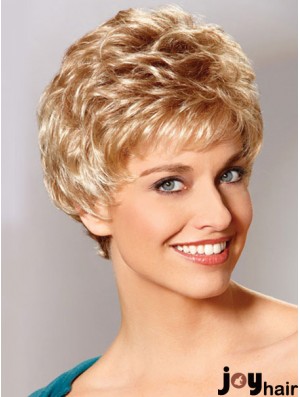 Auburn Boycuts Cropped Wavy Synthetic Petite Hand Tied Mono Wigs