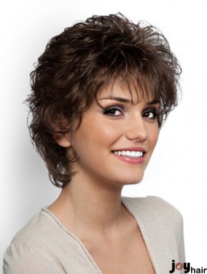 Short Curly Classic Brown Exquisite 100% Hand-tied Wigs