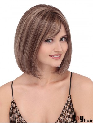 Straight Shoulder Length Blonde 12 inch Lace Front Discount Bob Wigs