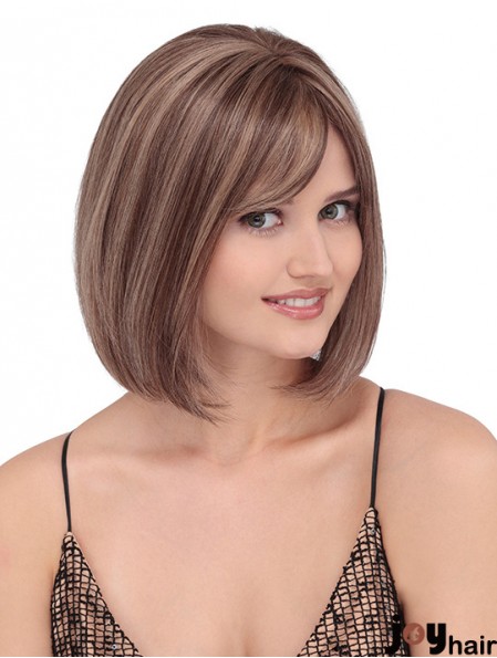 Straight Shoulder Length Blonde 12 inch Lace Front Discount Bob Wigs