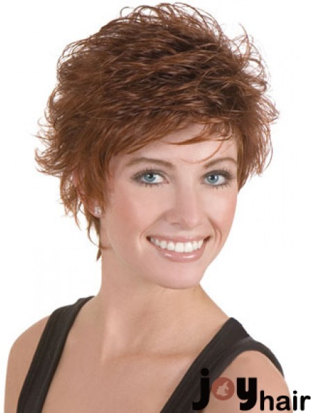 Discount Brown Cropped Wavy Boycuts Lace Front Wigs