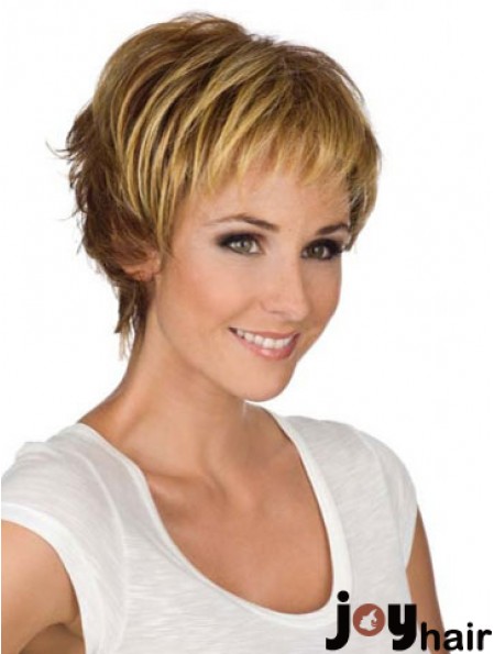 6 inch Modern Wavy Boycuts Blonde Short Wigs