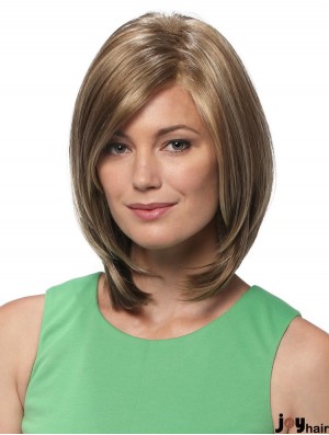 Straight Shoulder Length Blonde 12 inch Lace Front Hairstyles Bob Wigs