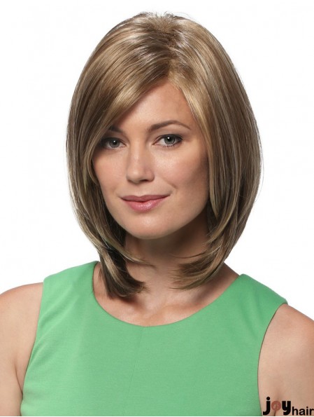 Straight Shoulder Length Blonde 12 inch Lace Front Hairstyles Bob Wigs