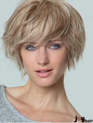 Short Straight Boycuts Blonde Popular 100% Hand-tied Wigs